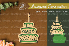 Birthday Cake Laser Cut Decoration Clipart Bundle - CraftNest - Digital Crafting and Art