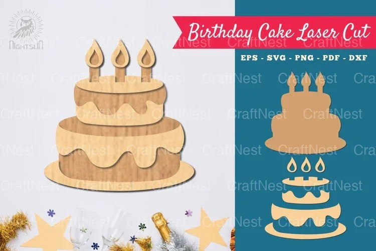 Birthday Cake Laser Cut Decoration Clipart Bundle - CraftNest - Digital Crafting and Art