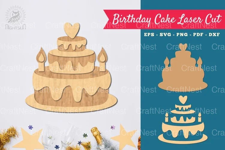 Birthday Cake Laser Cut Decoration Clipart Bundle - CraftNest - Digital Crafting and Art