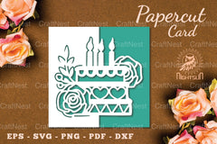 Birthday Cake Papercut Card SVG Design Bundle - CraftNest - Digital Crafting and Art