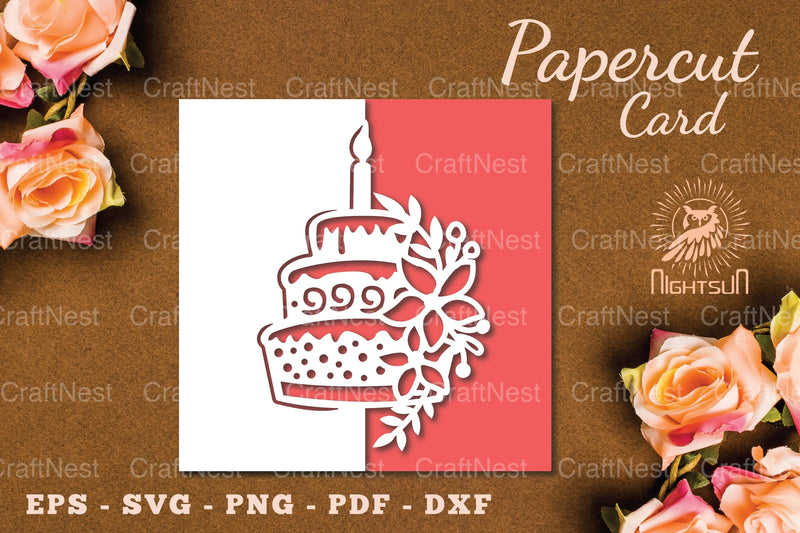 Birthday Cake Papercut Card SVG Bundle - CraftNest - Digital Crafting and Art