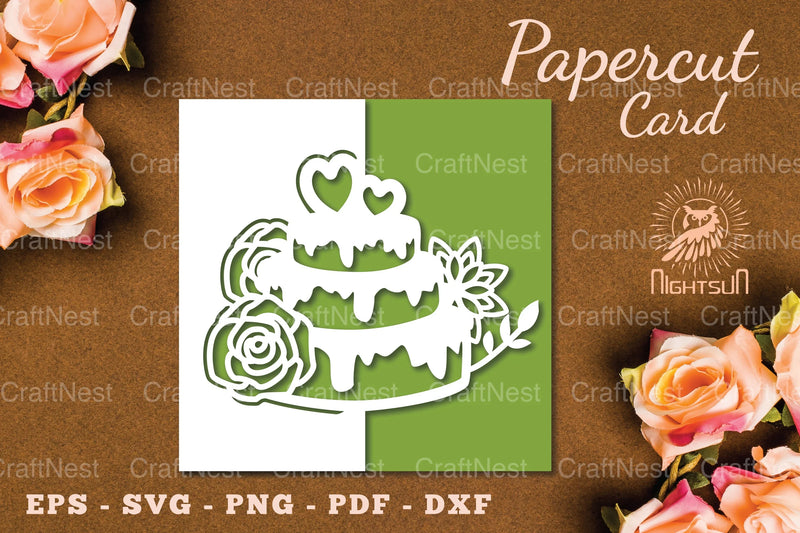 Birthday Cake Papercut Card SVG Template - CraftNest - Digital Crafting and Art