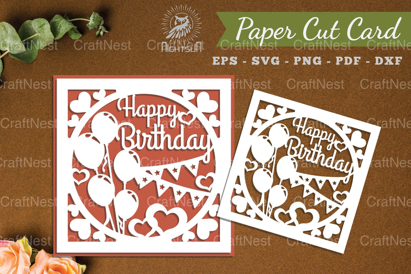 Birthday Card Papercut SVG Bundle - CraftNest - Digital Crafting and Art