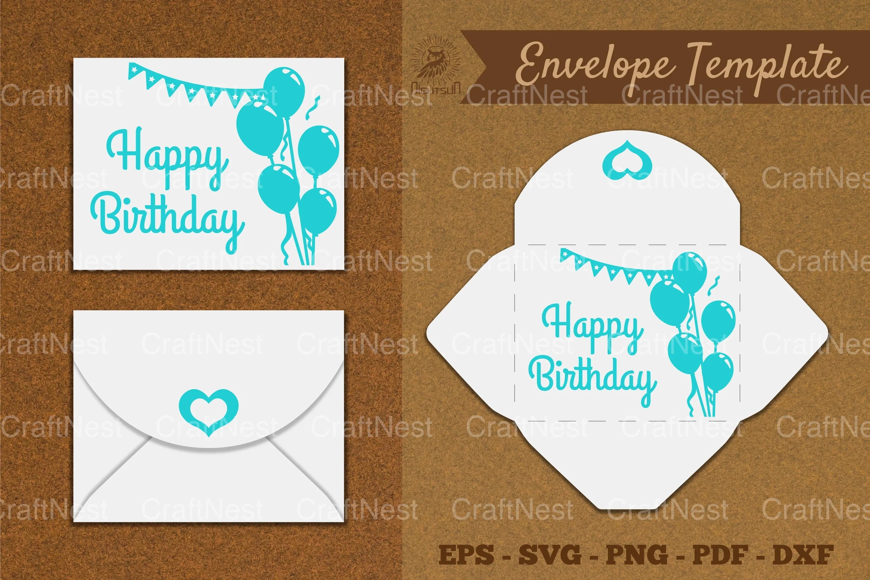 Birthday Envelope Template SVG Bundle - CraftNest - Digital Crafting and Art