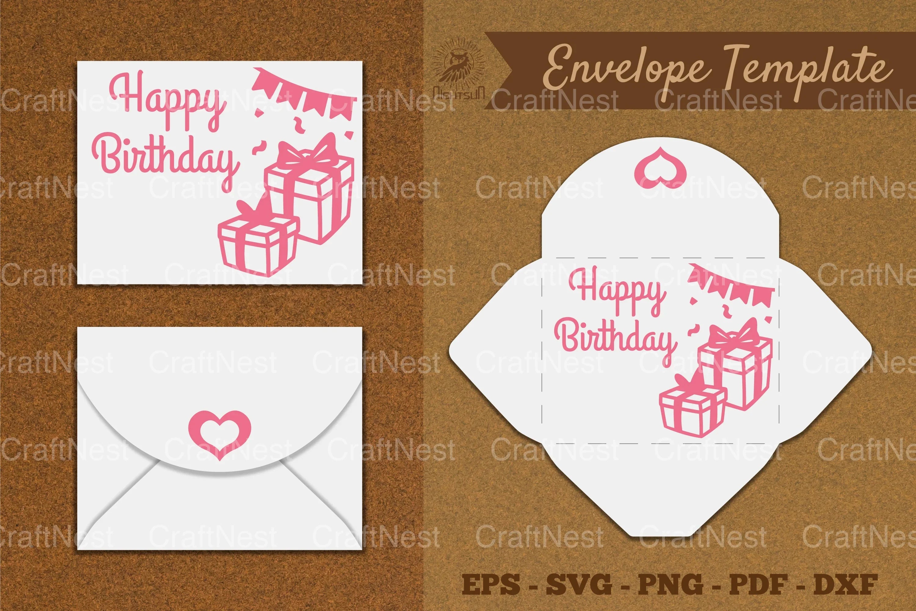 Birthday Envelope Template SVG Bundle - CraftNest - Digital Crafting and Art