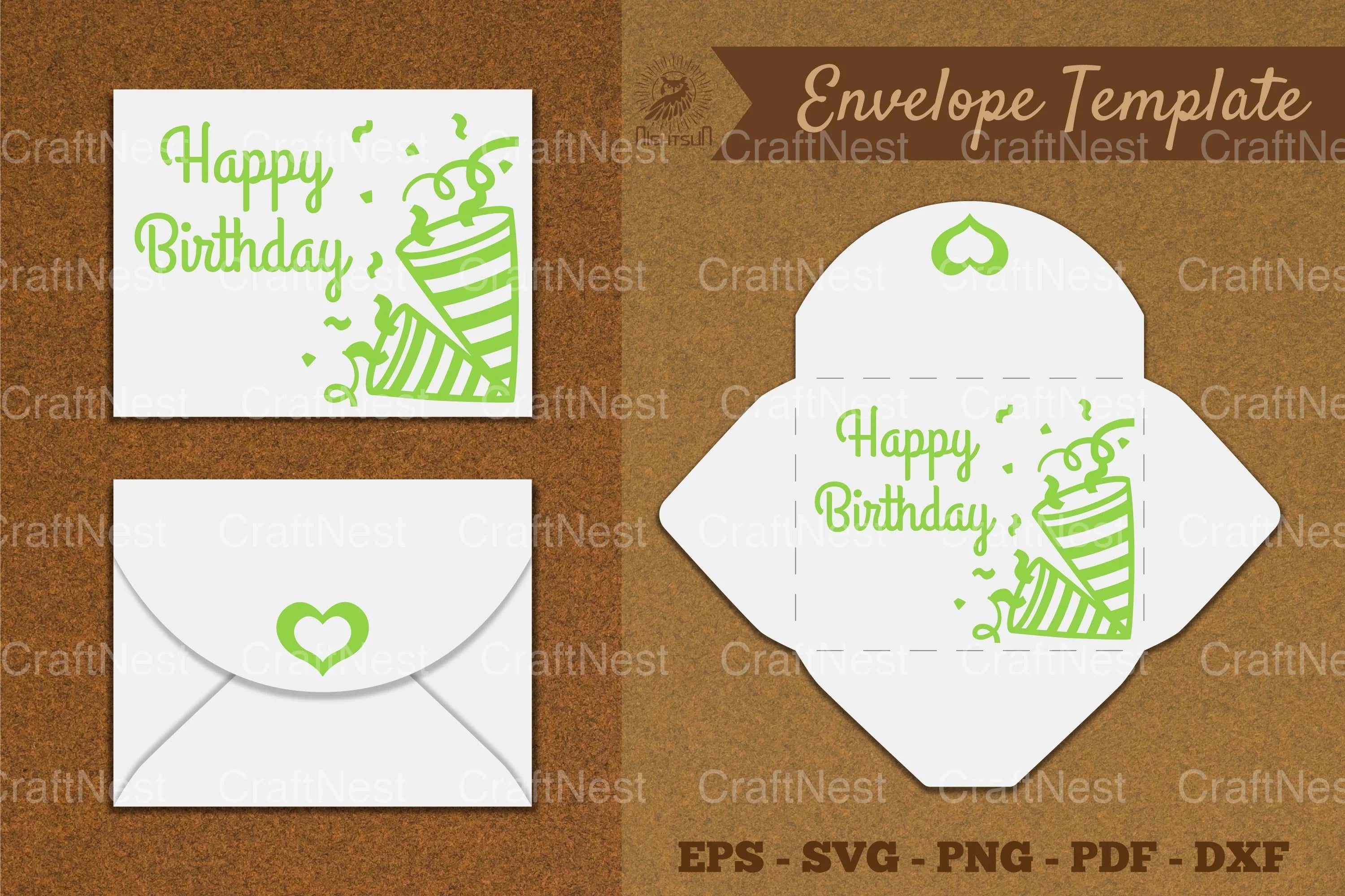 Birthday Envelope Template SVG Bundle - CraftNest - Digital Crafting and Art