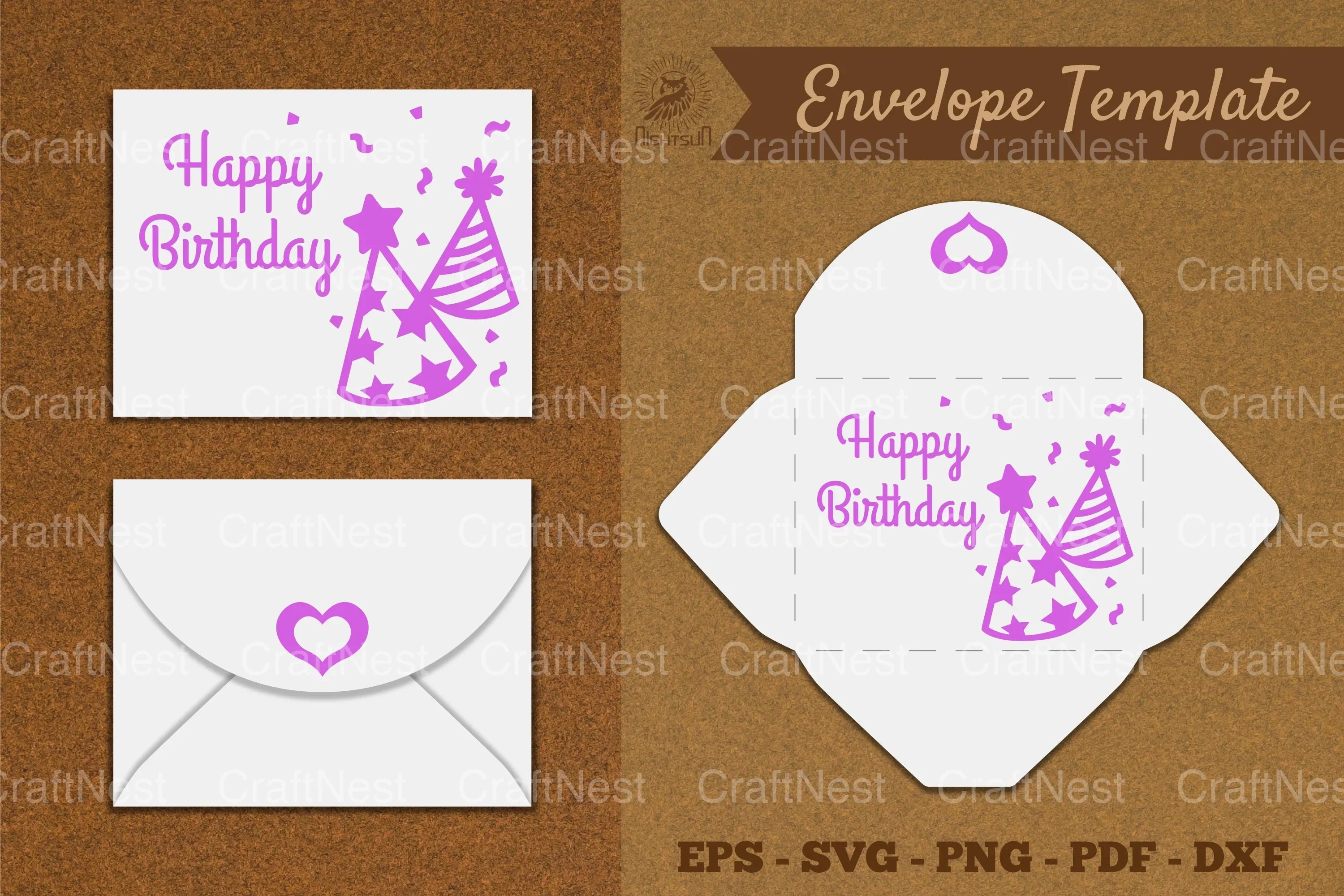 Birthday Envelope Template SVG Bundle - CraftNest - Digital Crafting and Art