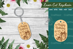 Birthday Laser Cut Keychain Design Bundle - CraftNest - Digital Crafting and Art
