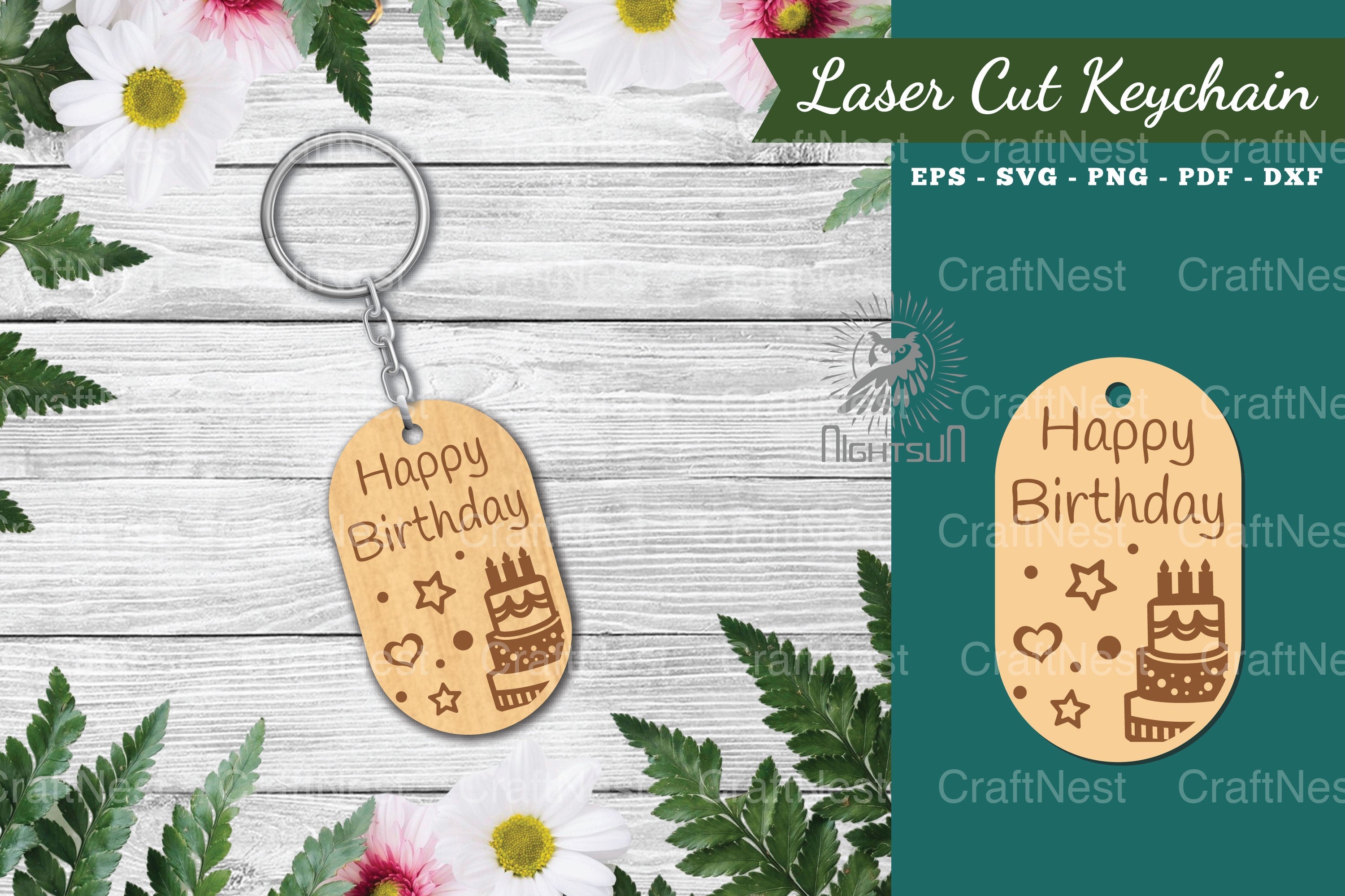 Birthday Laser Cut Keychain Design Bundle - CraftNest - Digital Crafting and Art