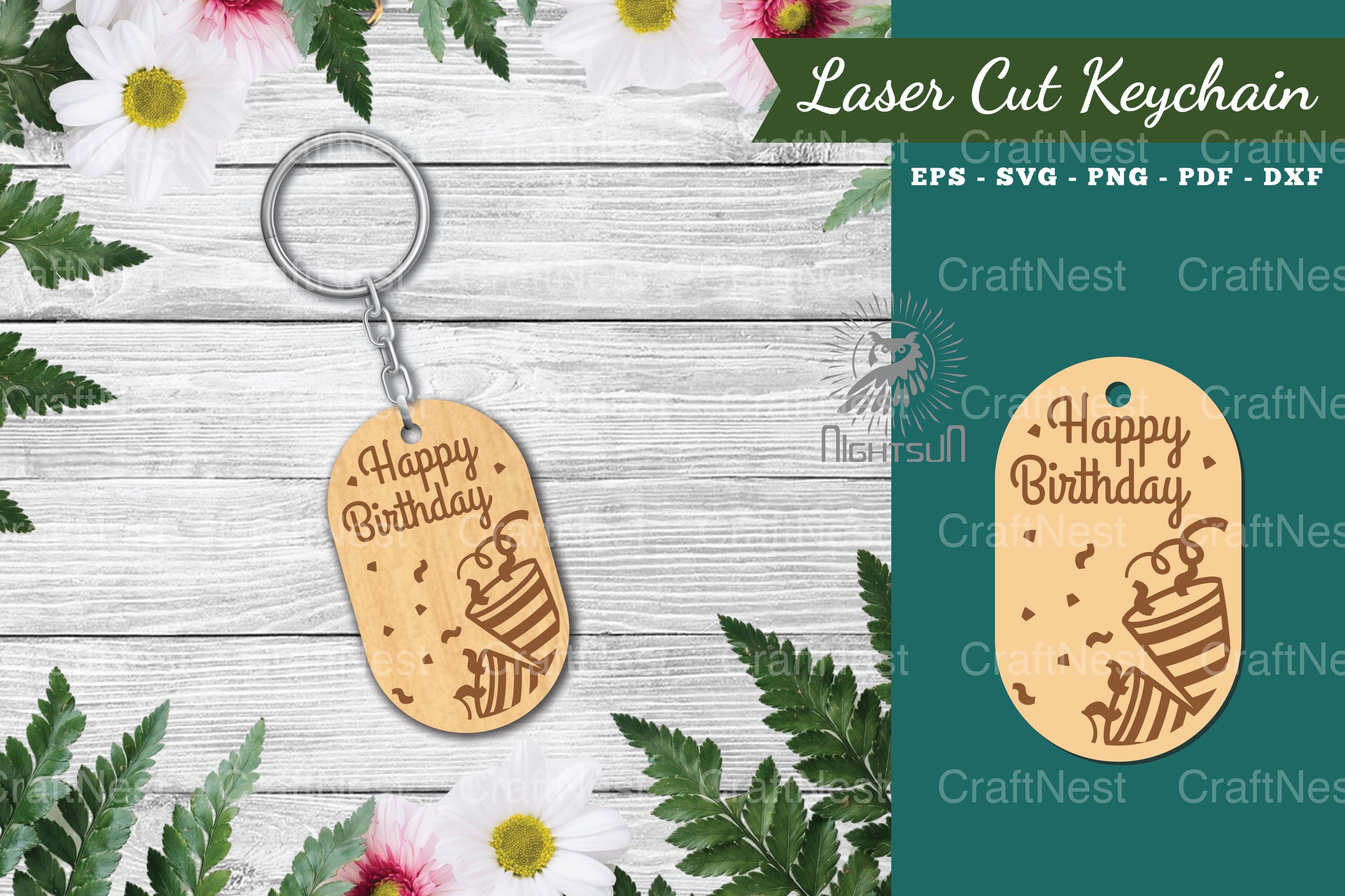 Birthday Laser Cut Keychain Design Bundle - CraftNest - Digital Crafting and Art