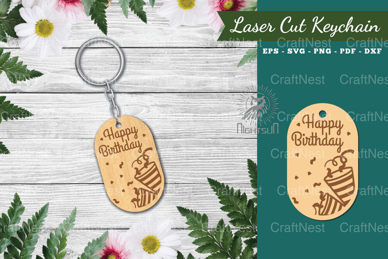 Birthday Laser Cut Keychain Design Bundle - CraftNest - Digital Crafting and Art