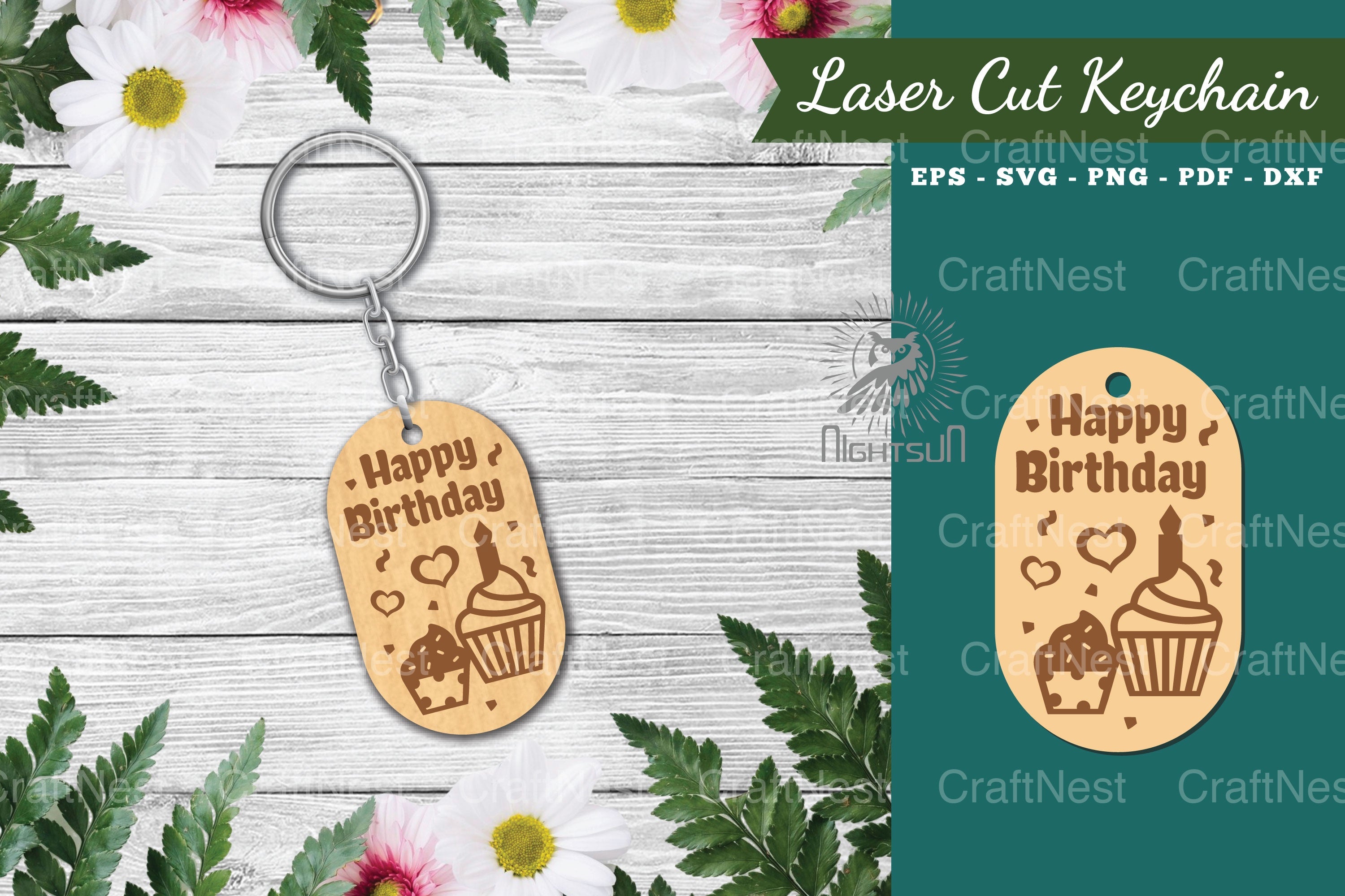 Birthday Laser Cut Keychain Design Bundle - CraftNest - Digital Crafting and Art