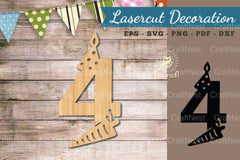 Birthday Number Four Lasercut Decoration Clipart Bundle - CraftNest - Digital Crafting and Art