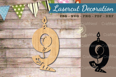 Birthday Number Nine Lasercut Decoration Clipart Bundle - CraftNest - Digital Crafting and Art