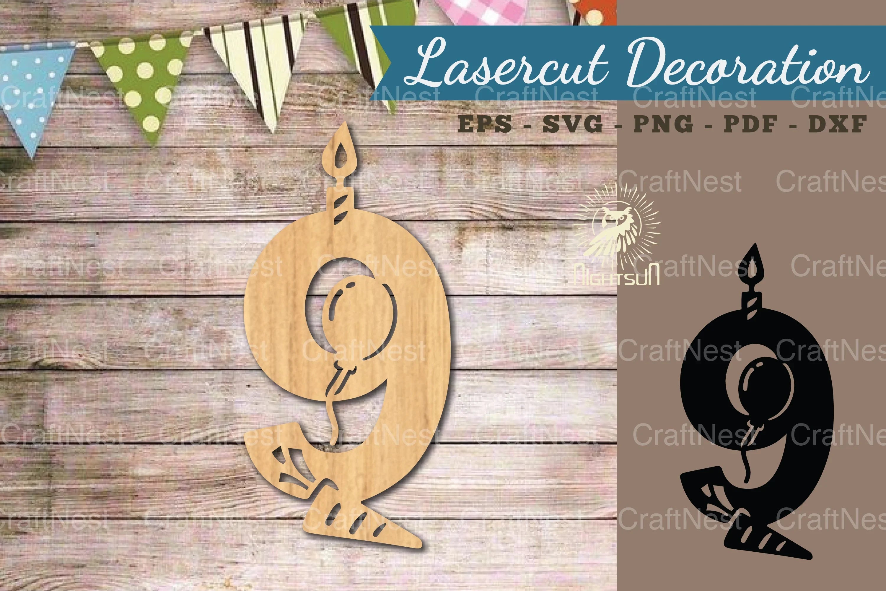 Birthday Number Nine Lasercut Decoration Clipart Bundle - CraftNest - Digital Crafting and Art