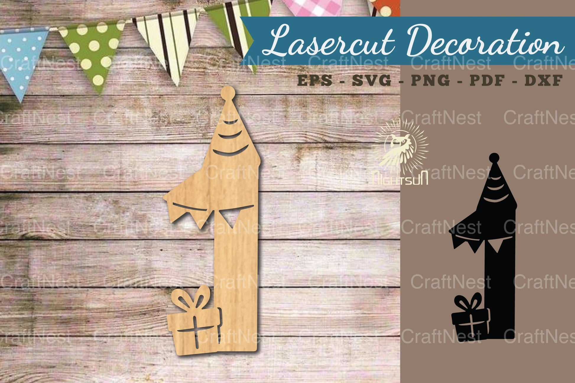 Birthday Number One Lasercut Decoration Clipart Bundle - CraftNest - Digital Crafting and Art