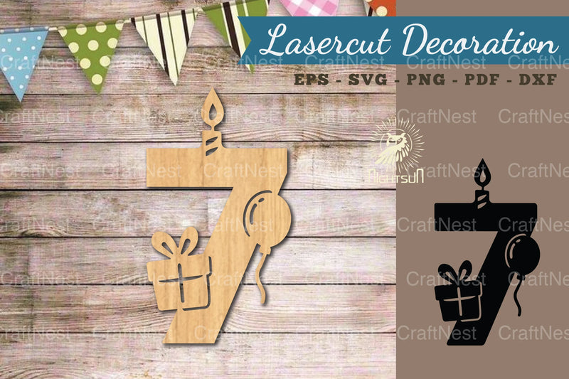 Birthday Number Seven Lasercut Decoration Clipart Bundle - CraftNest - Digital Crafting and Art