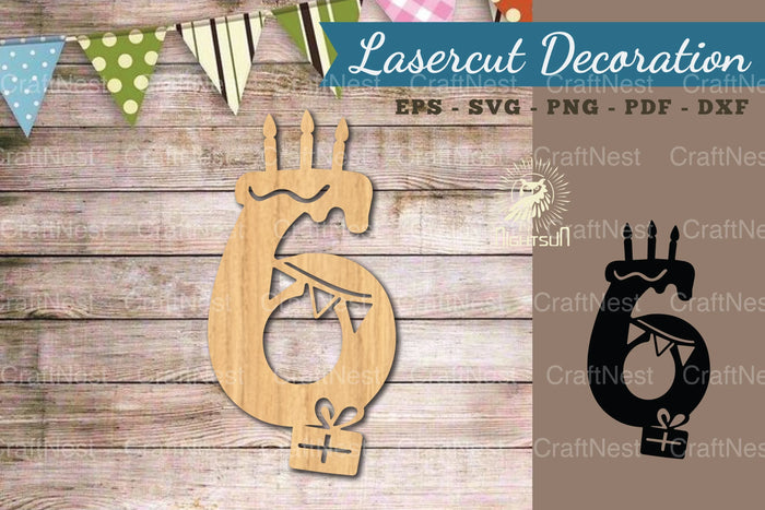Birthday Number Six Lasercut Decoration Clipart Bundle