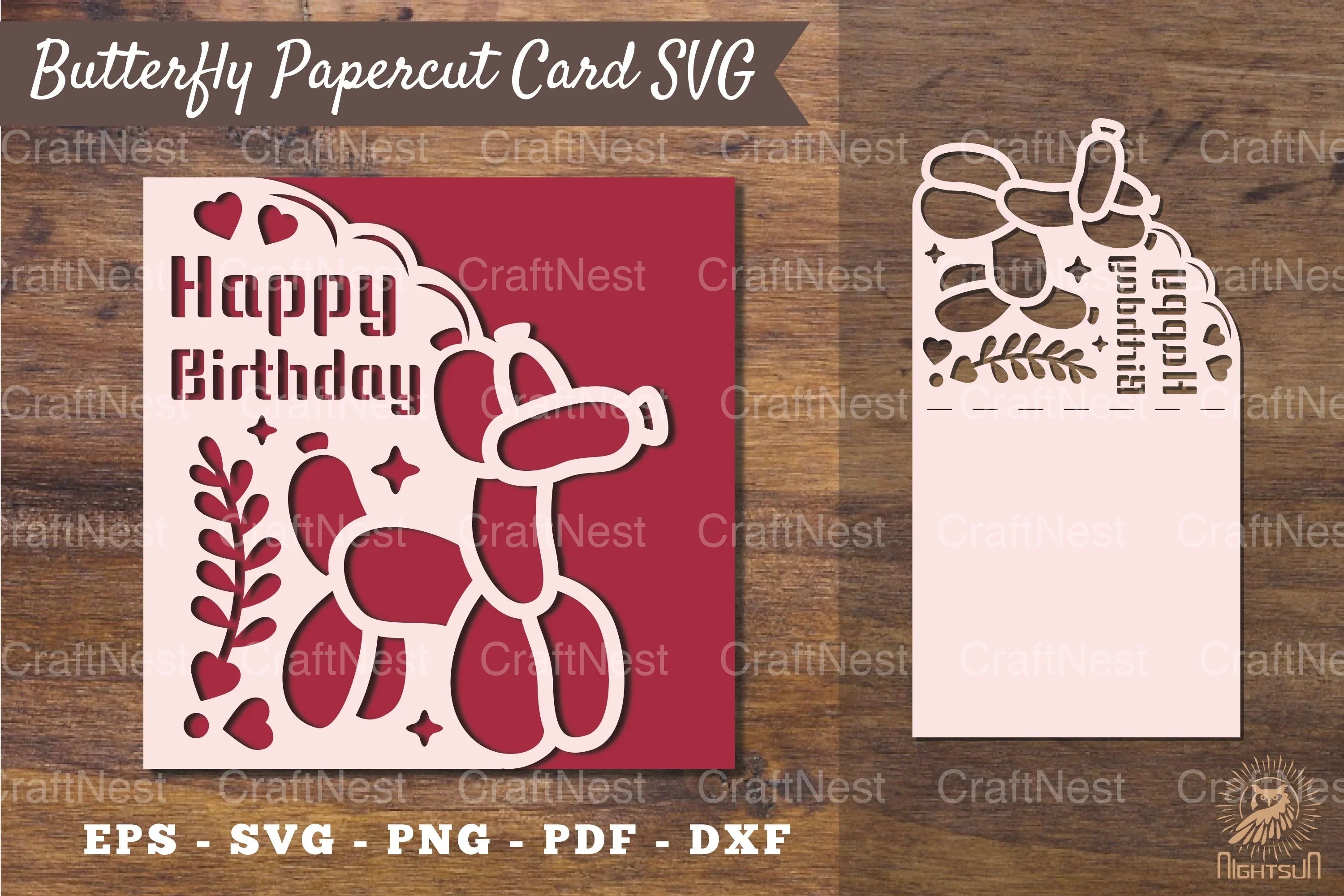 Birthday Papercut Card Template SVG - Clipart Bundle - CraftNest - Digital Crafting and Art
