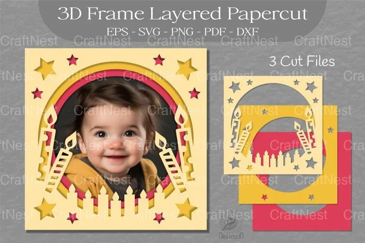 Birthday Photo Frame Layered Paper Cut Clipart Bundle - CraftNest - Digital Crafting and Art