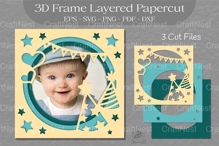 Birthday Photo Frame Layered Paper Cut Clipart Bundle - CraftNest - Digital Crafting and Art