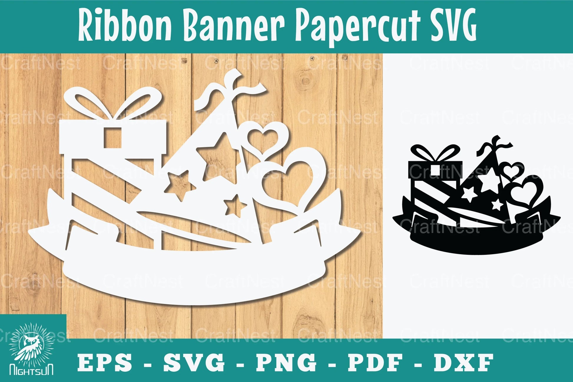 Birthday Ribbon Banner Papercut SVG Bundle - CraftNest - Digital Crafting and Art