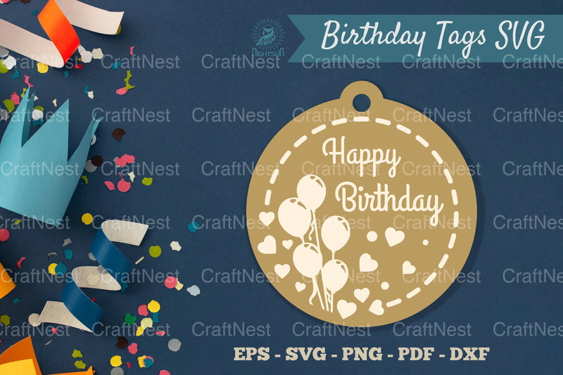 Birthday Tags Round SVG Bundle - CraftNest - Digital Crafting and Art