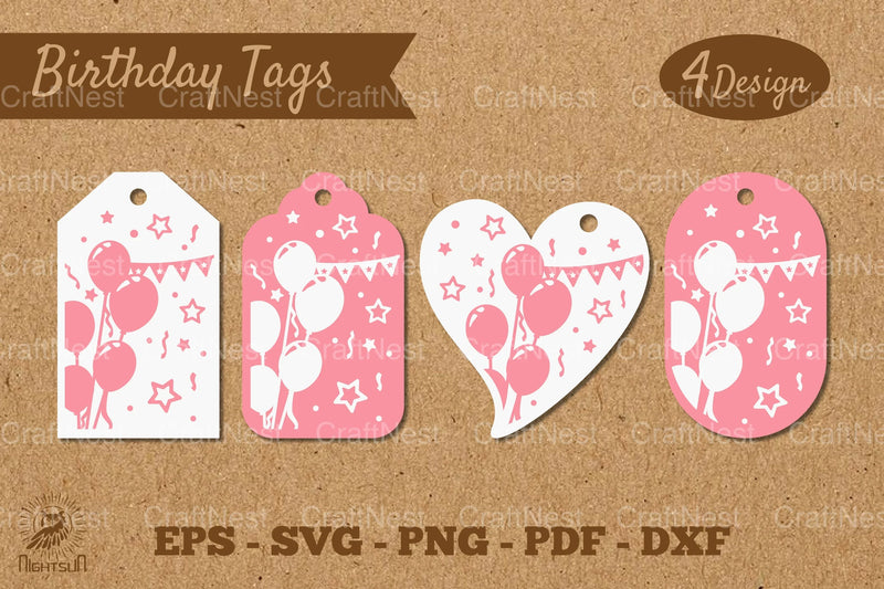 Birthday Tags Template SVG Bundle - CraftNest - Digital Crafting and Art