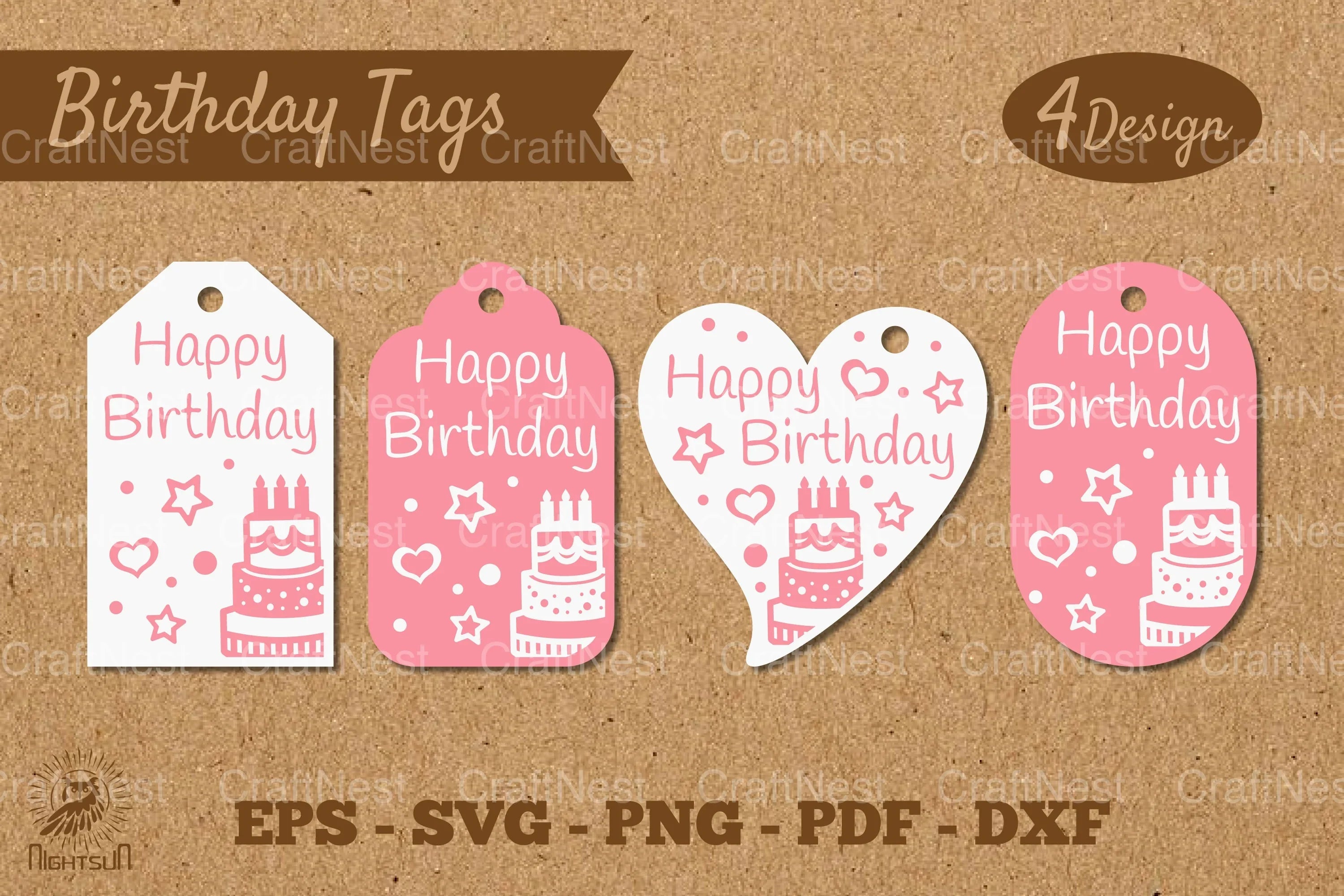 Birthday Tags Template SVG Bundle - CraftNest - Digital Crafting and Art