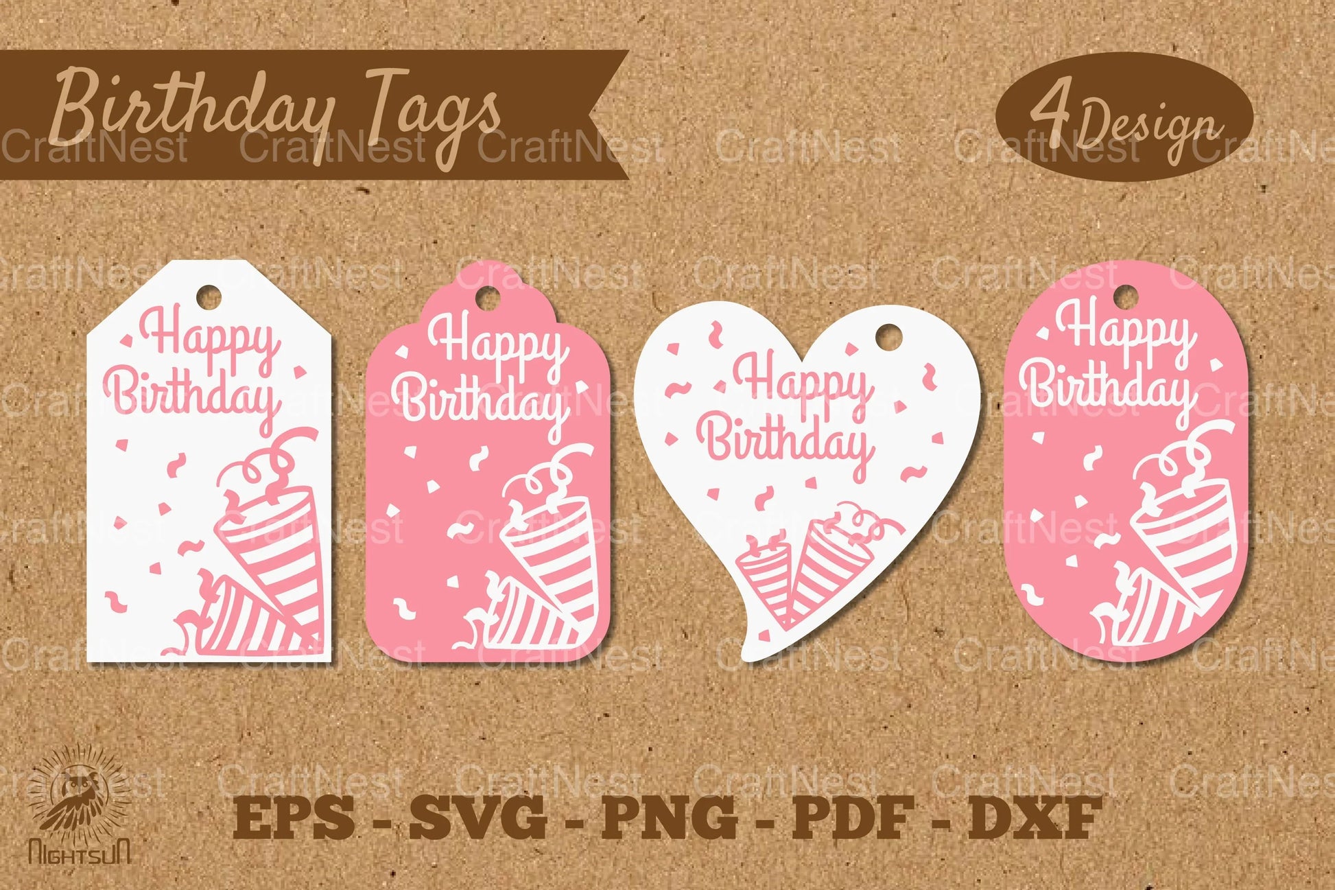 Birthday Tags Template SVG Bundle - CraftNest - Digital Crafting and Art