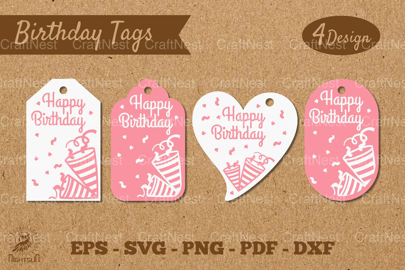 Birthday Tags Template SVG Bundle - CraftNest - Digital Crafting and Art