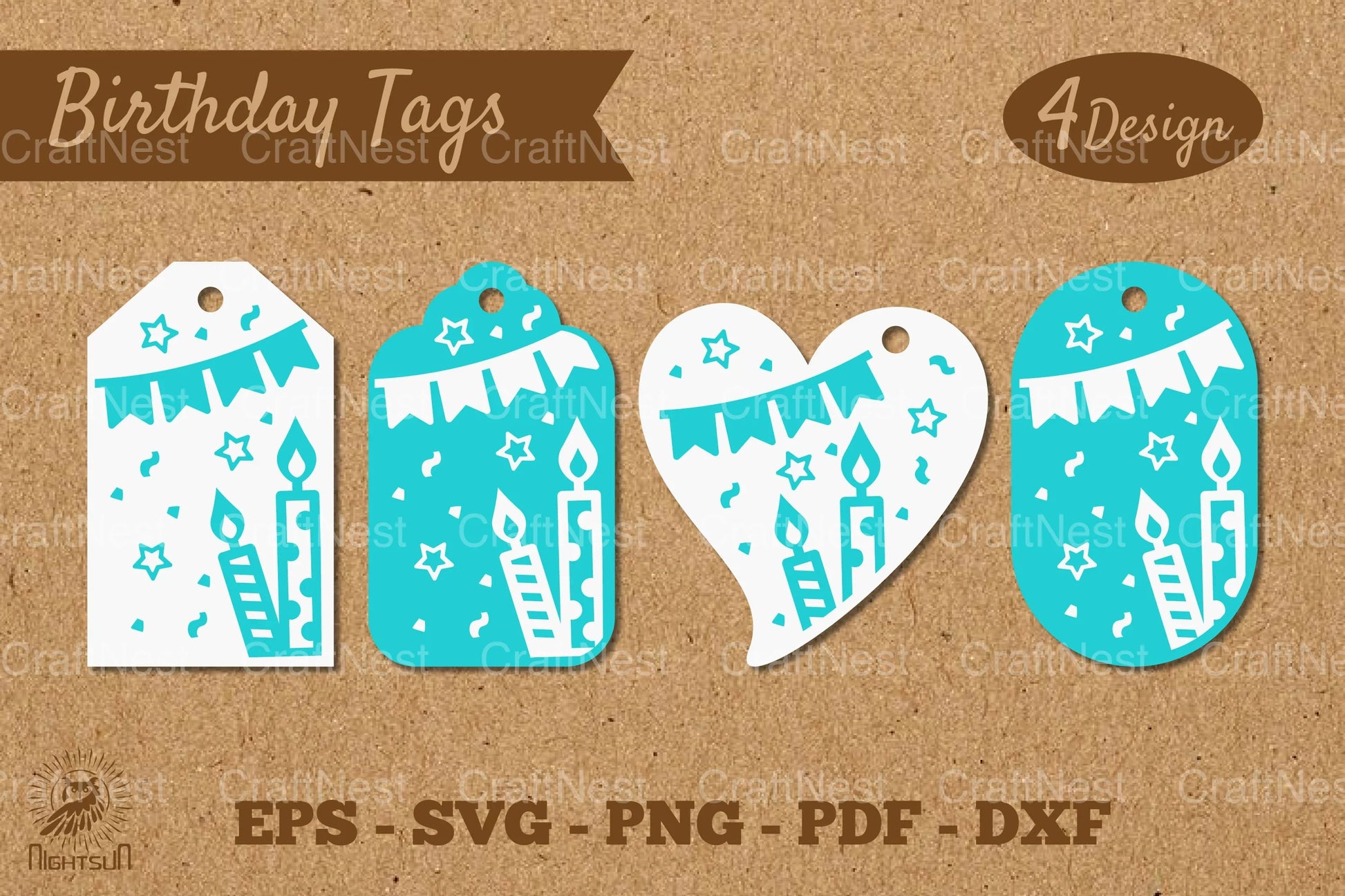 Birthday Tags Template SVG Bundle - CraftNest - Digital Crafting and Art