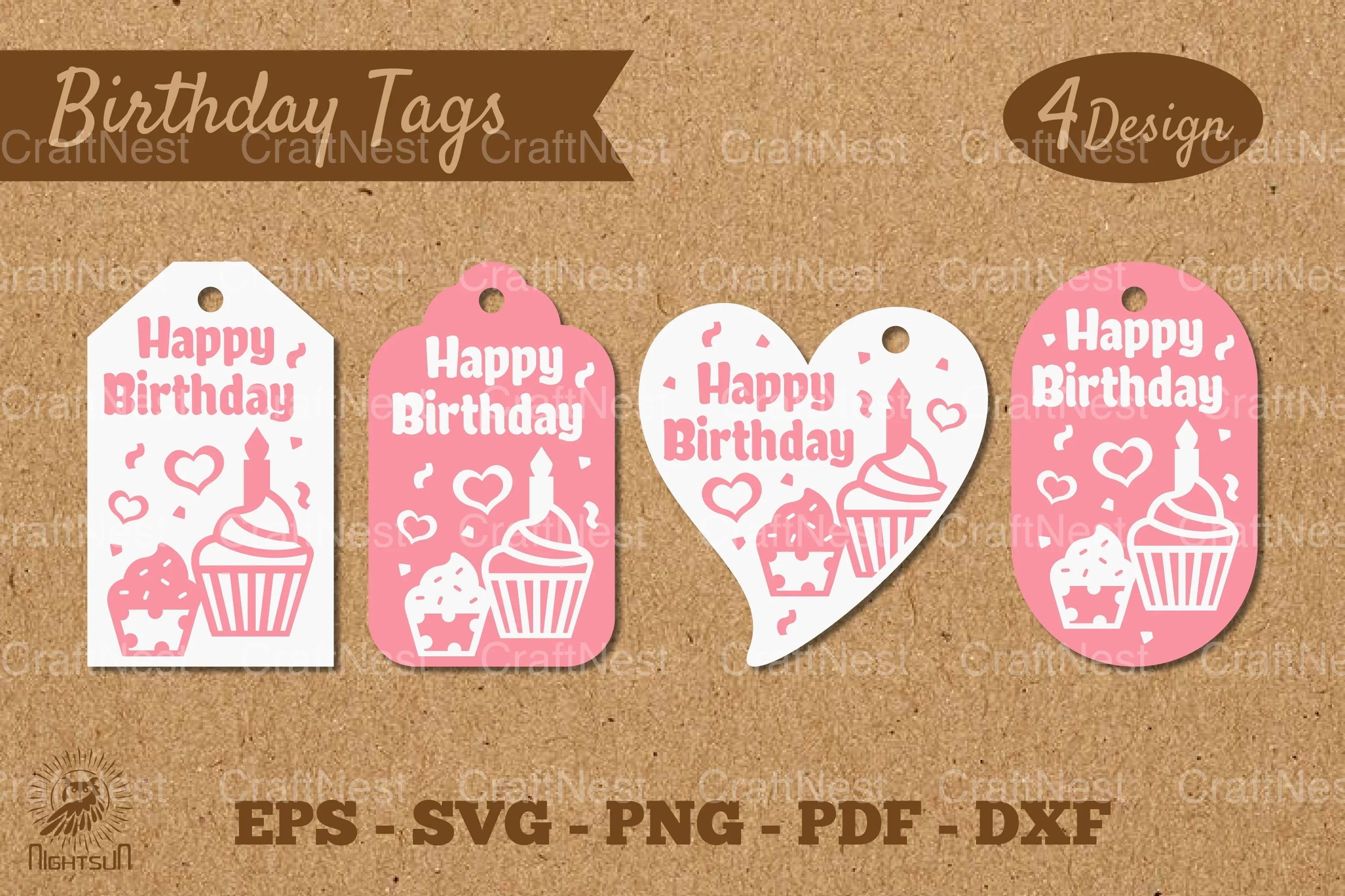 Birthday Tags Template SVG Bundle - CraftNest - Digital Crafting and Art