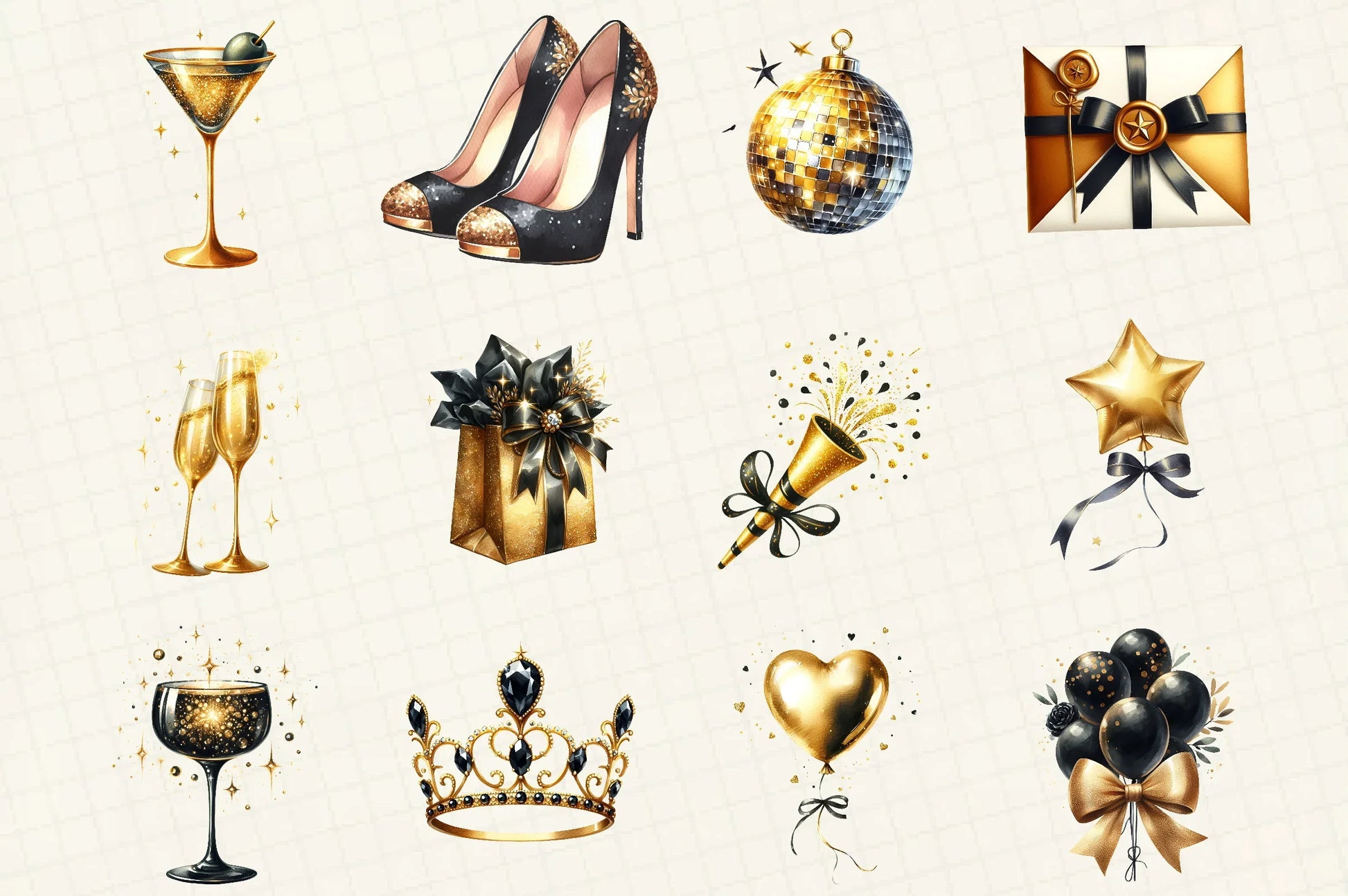 Black & Gold New Year Clipart Bundle - CraftNest - Digital Crafting and Art