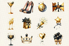 Black & Gold New Year Clipart Bundle - CraftNest - Digital Crafting and Art