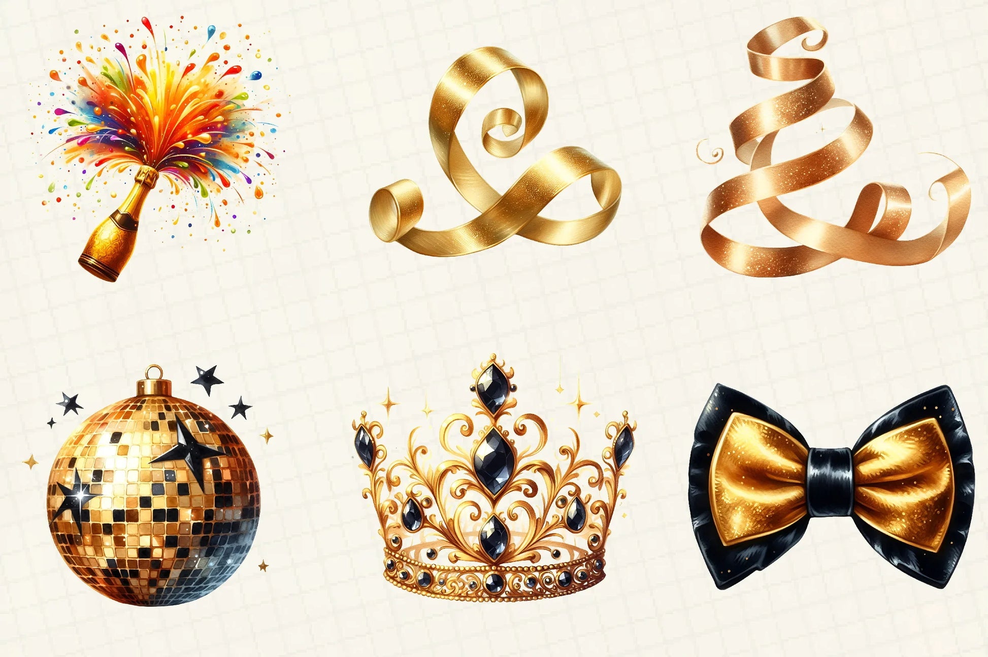 Black & Gold New Year Clipart Bundle - CraftNest - Digital Crafting and Art