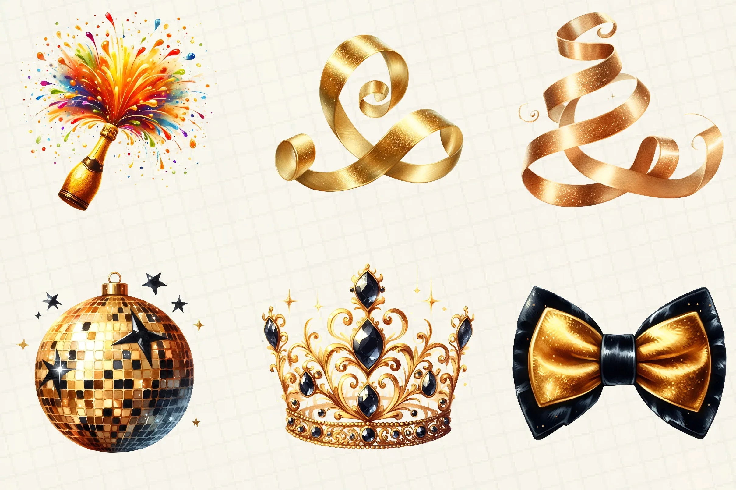Black & Gold New Year Clipart Bundle - CraftNest - Digital Crafting and Art