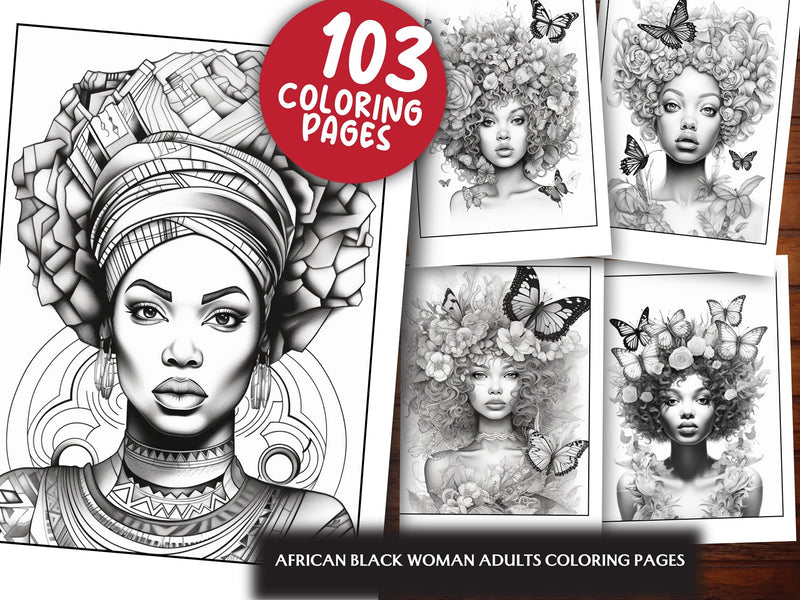 African Black Woman Adults Coloring Pages - CraftNest - Digital Crafting and Art