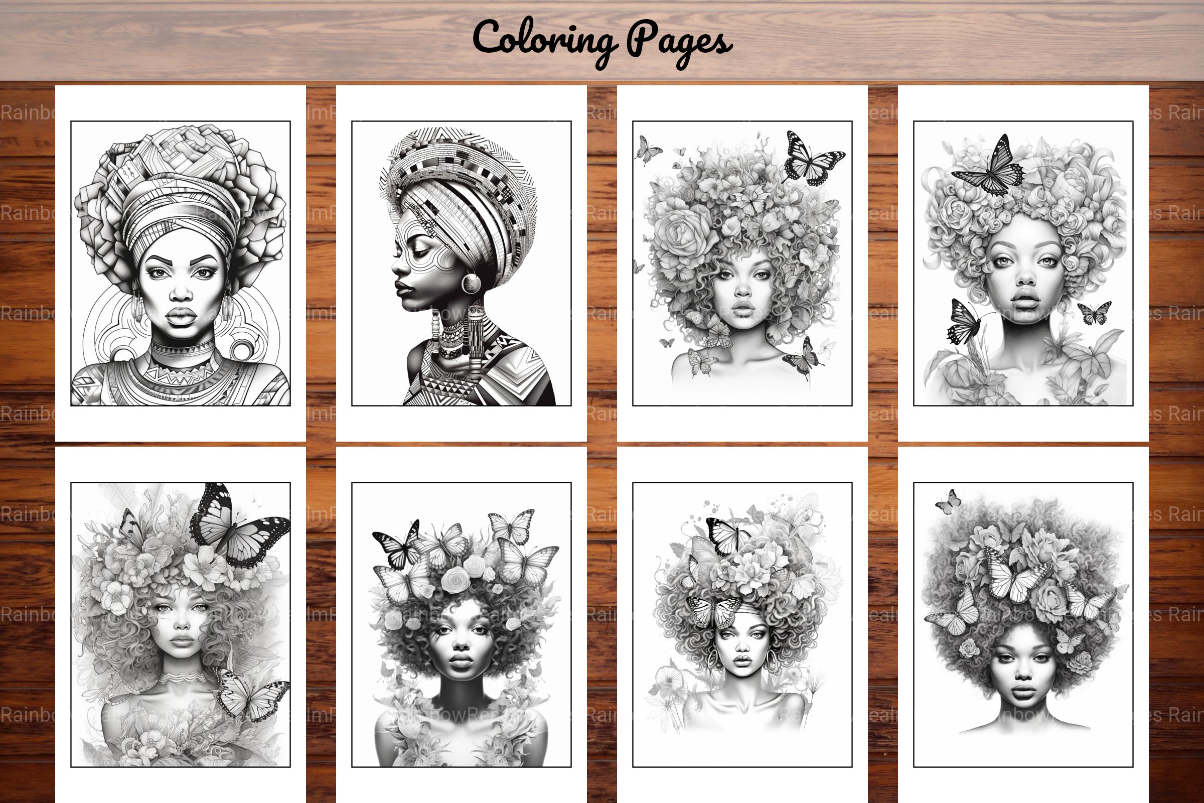 African Black Woman Adults Coloring Pages - CraftNest - Digital Crafting and Art
