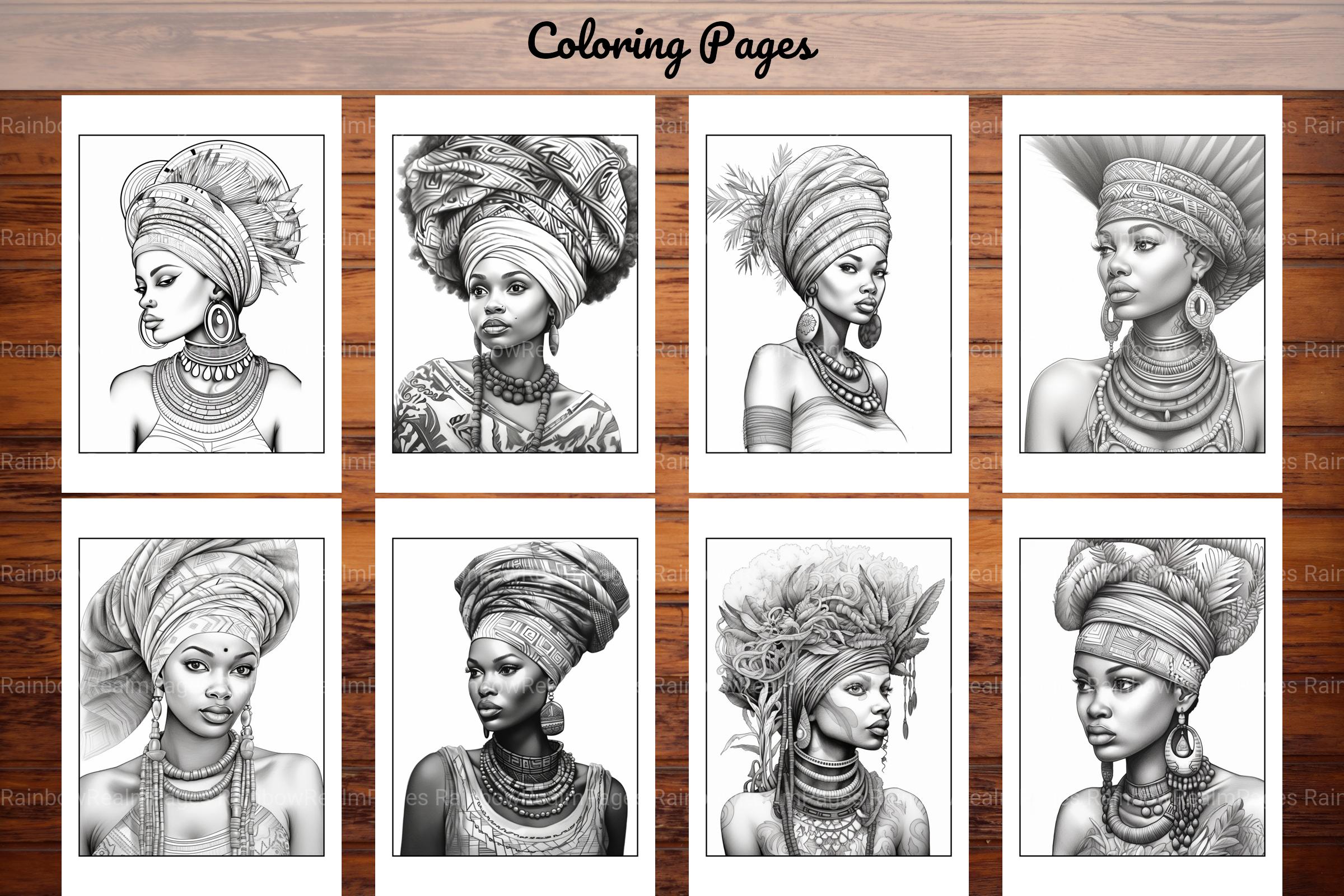 African Black Woman Adults Coloring Pages - CraftNest - Digital Crafting and Art