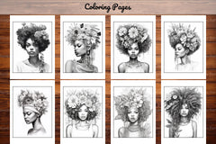 African Black Woman Adults Coloring Pages - CraftNest - Digital Crafting and Art