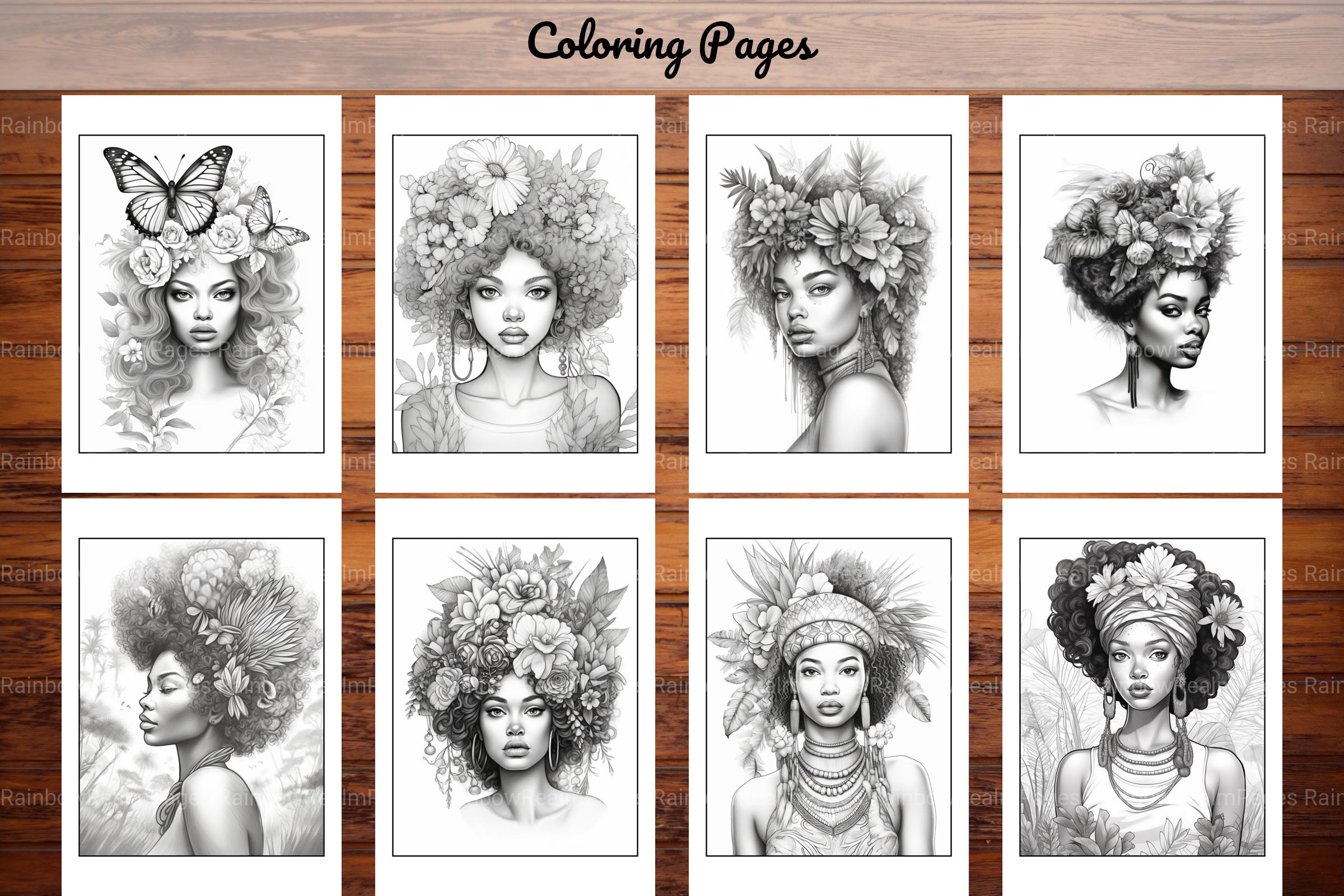 African Black Woman Adults Coloring Pages - CraftNest - Digital Crafting and Art