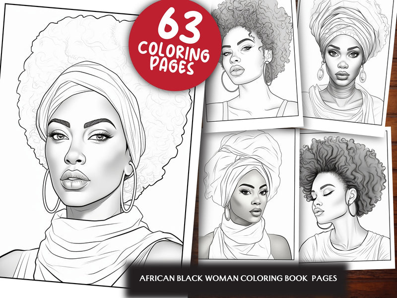 African Black Woman Coloring Book 62 Pages - CraftNest - Digital Crafting and Art
