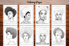 African Black Woman Coloring Book 62 Pages - CraftNest - Digital Crafting and Art