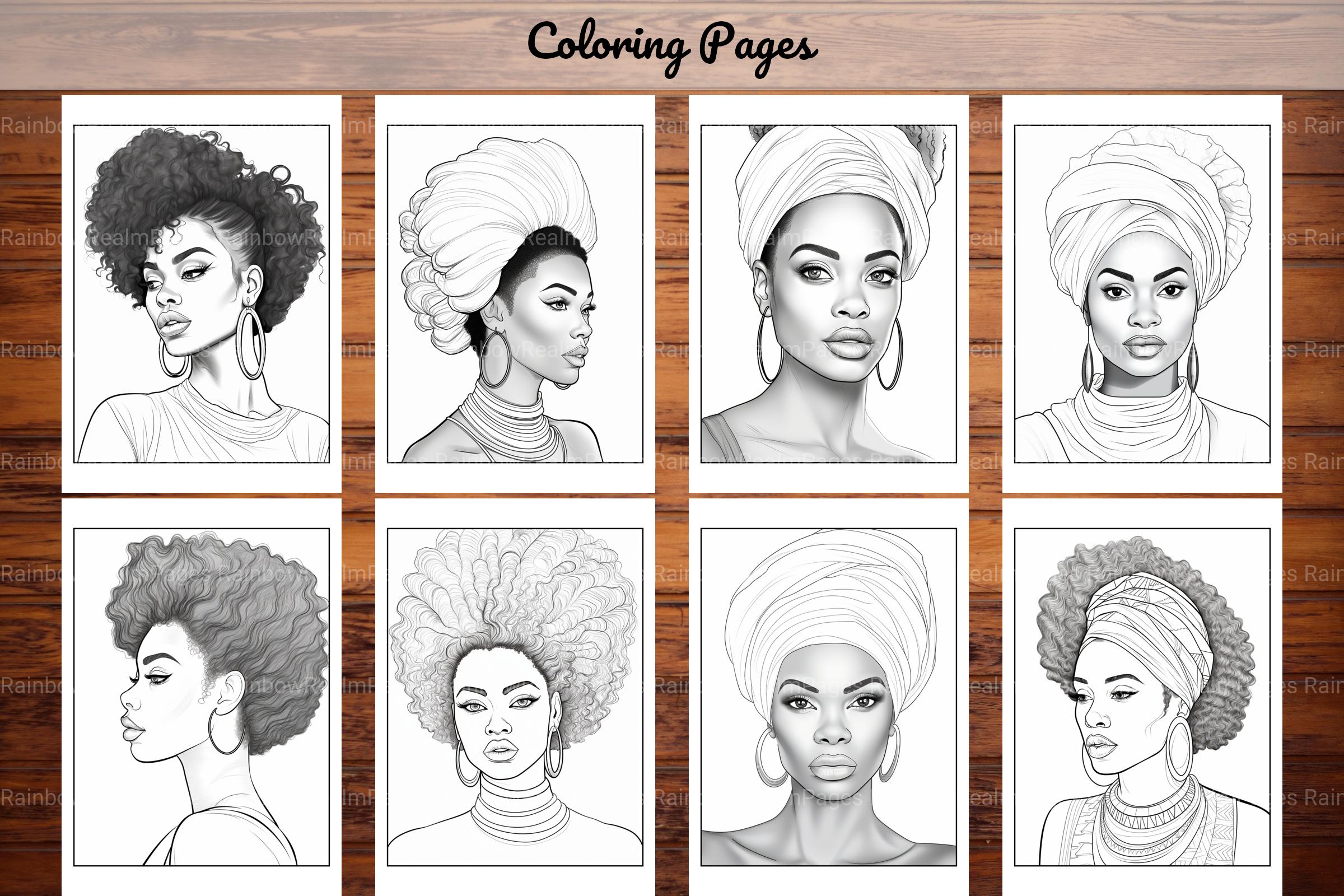 African Black Woman Coloring Book 62 Pages - CraftNest - Digital Crafting and Art