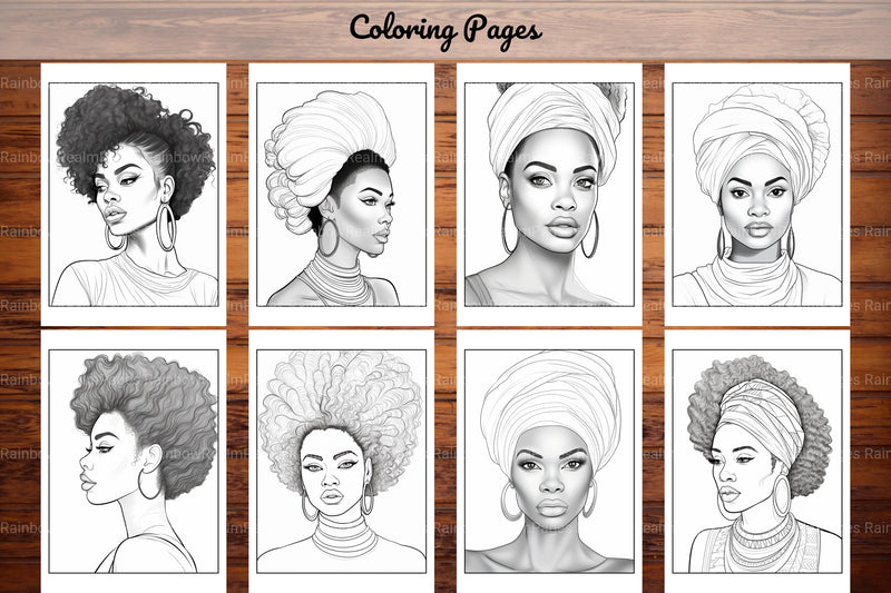 African Black Woman Coloring Book 62 Pages - CraftNest - Digital Crafting and Art