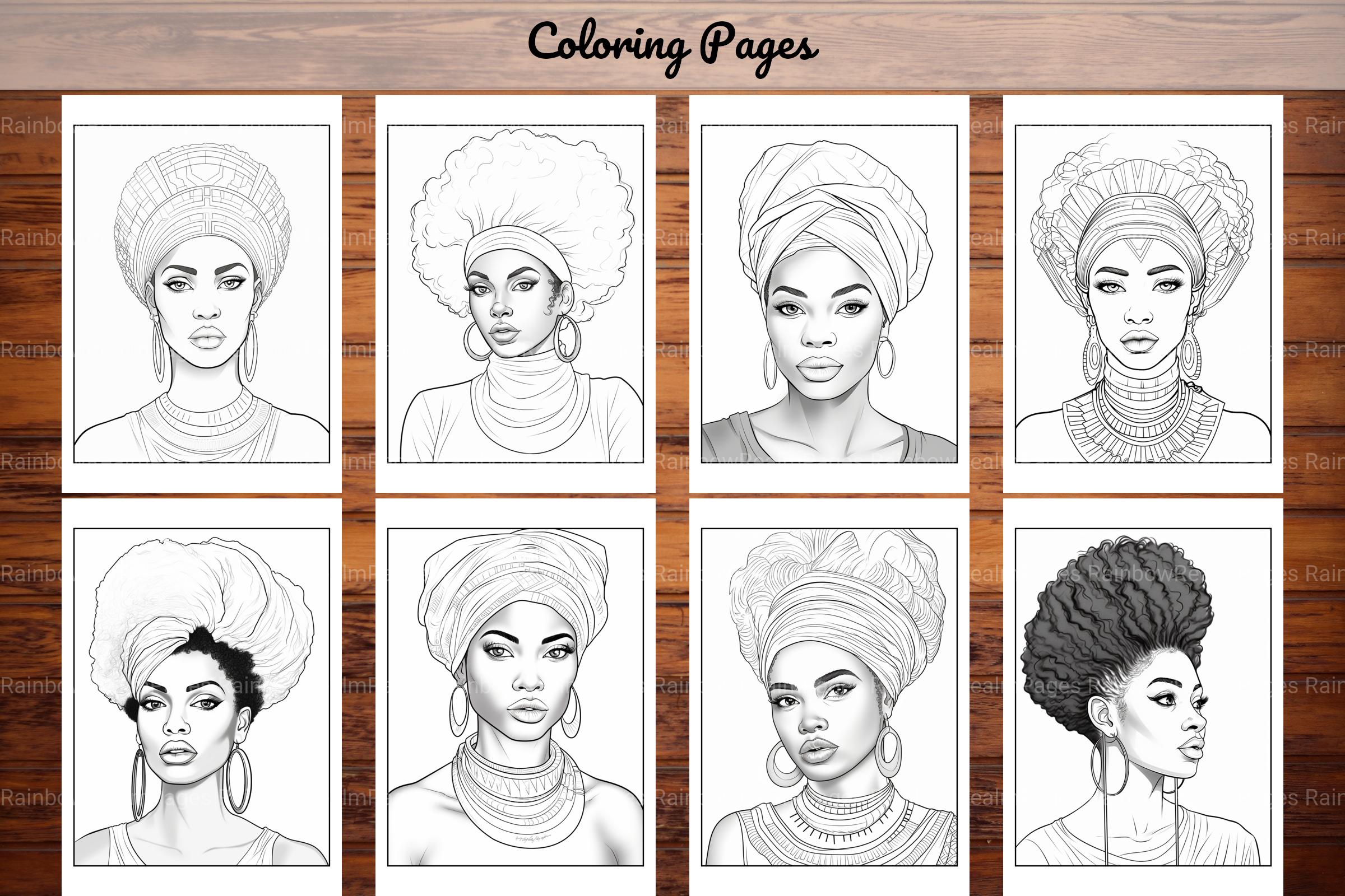 African Black Woman Coloring Book 62 Pages - CraftNest - Digital Crafting and Art