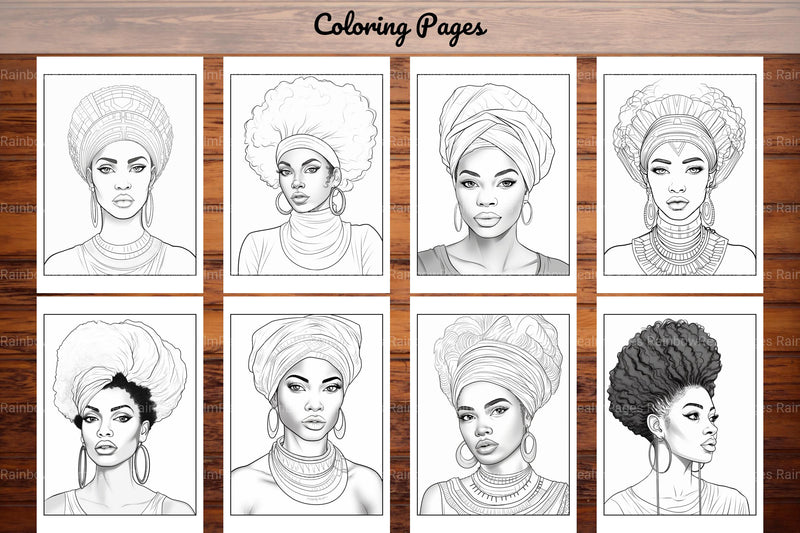 African Black Woman Coloring Book 62 Pages - CraftNest - Digital Crafting and Art