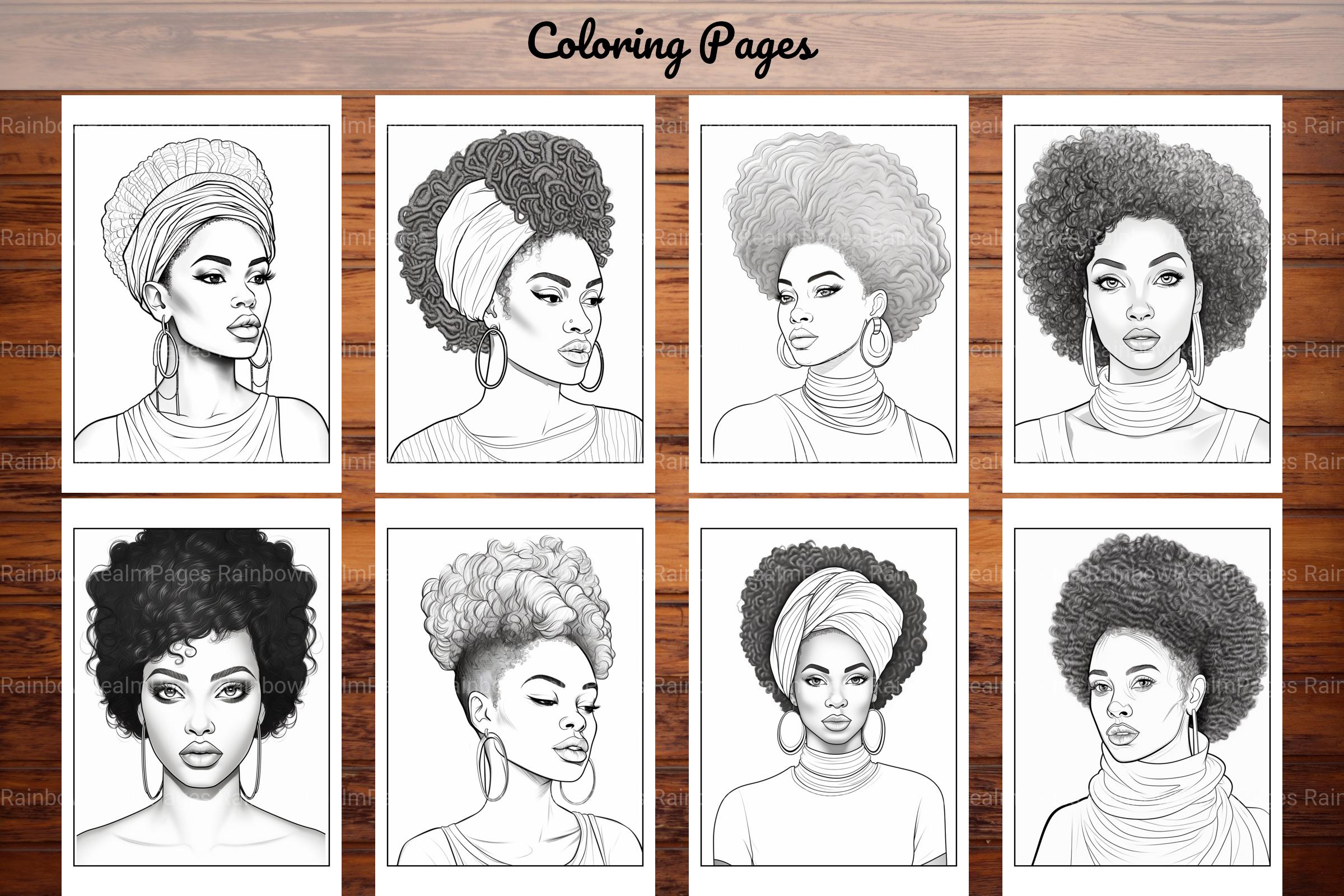 African Black Woman Coloring Book 62 Pages - CraftNest - Digital Crafting and Art