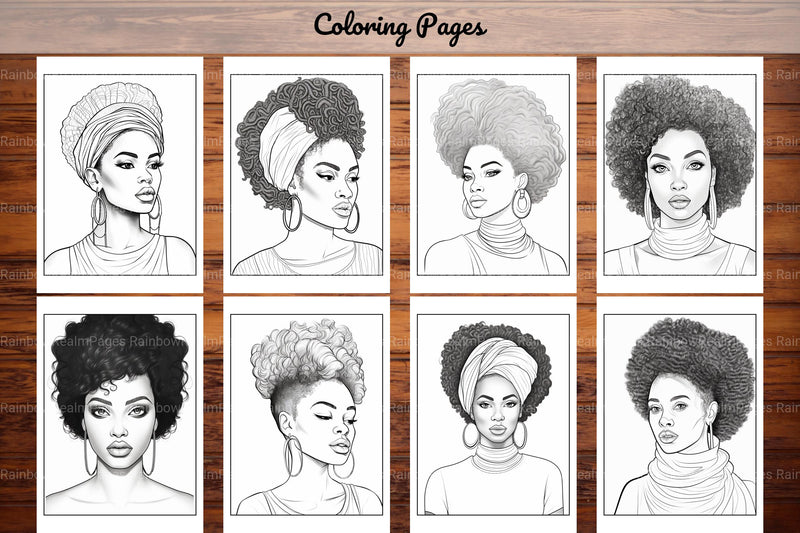 African Black Woman Coloring Book 62 Pages - CraftNest - Digital Crafting and Art